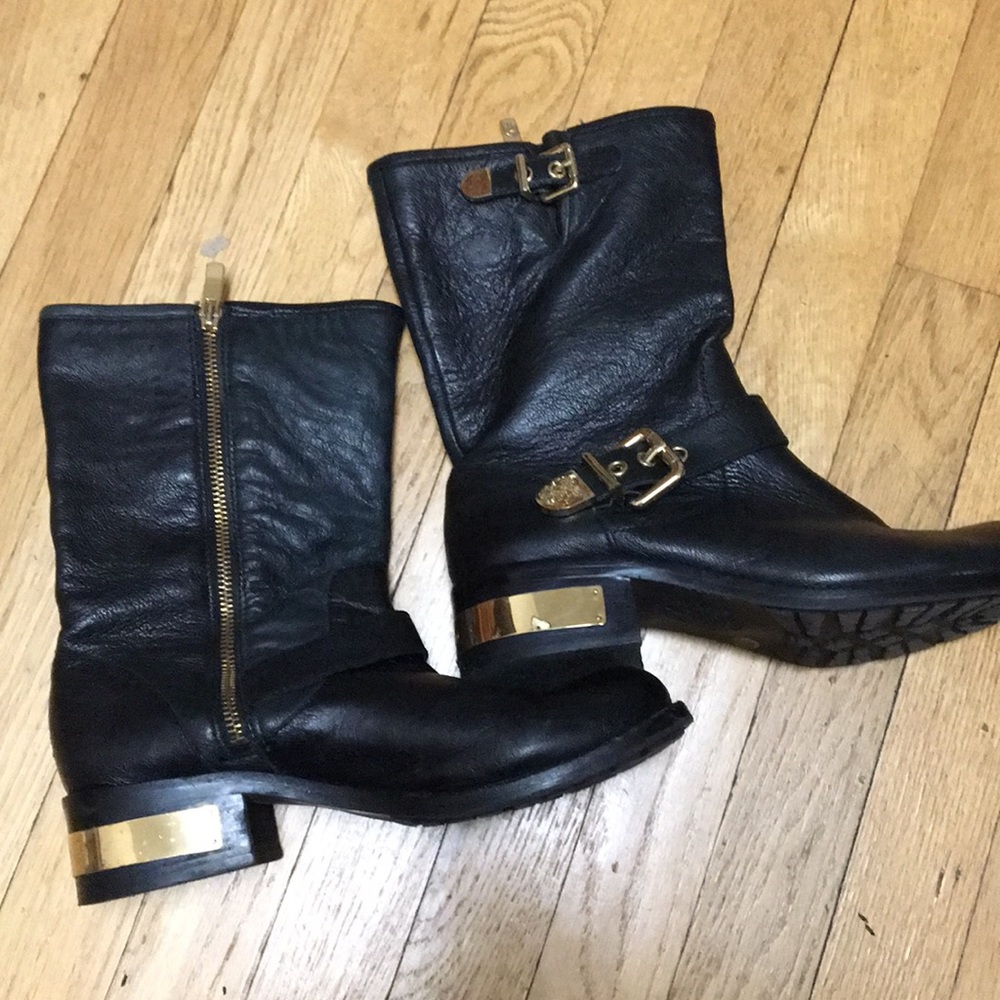 Vince Camuto Moto gold-plated mid calf boots